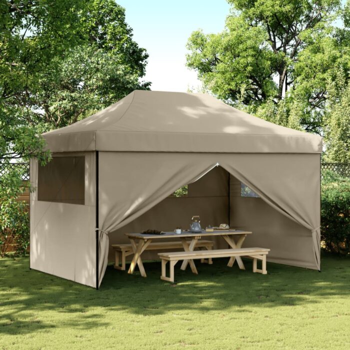 Tente de réception pliable escamotable 4 parois latérales taupe – Image 1
