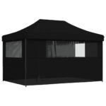 Tente de réception pliable escamotable 4 parois latérales noir – Image 3