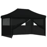 Tente de réception pliable escamotable 4 parois latérales noir – Image 5