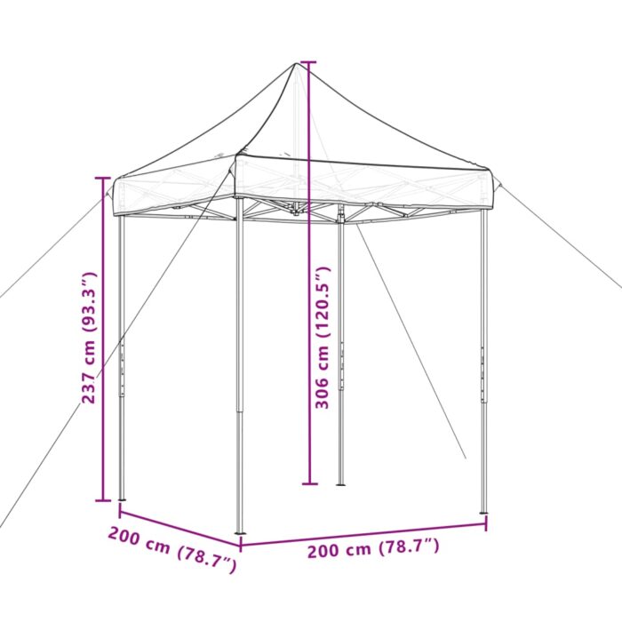 Tente de réception pliable escamotable taupe 200x200x306 cm – Image 7