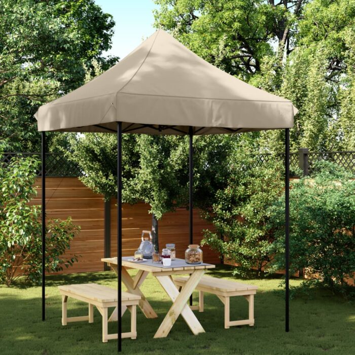 Tente de réception pliable escamotable taupe 200x200x306 cm – Image 1