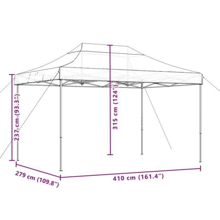 Tente de réception pliable escamotable bordeaux 410x279x315 cm – Image 7