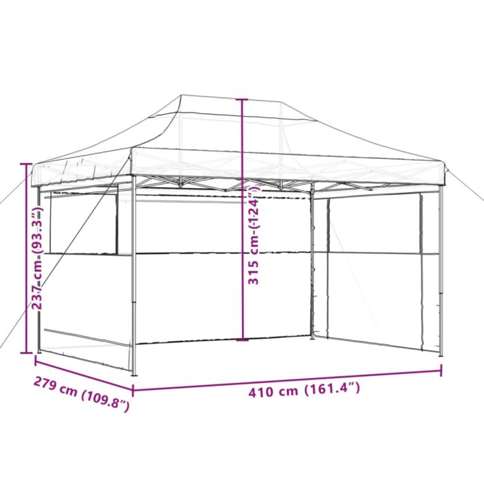 Tente de réception pliable escamotable 3 parois latérales vert – Image 7