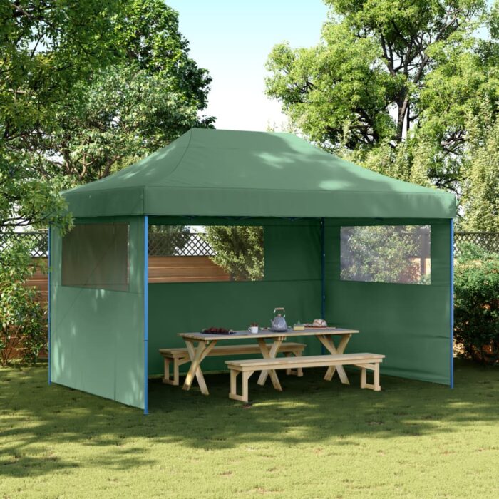 Tente de réception pliable escamotable 3 parois latérales vert – Image 1