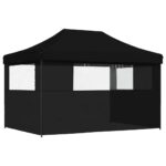 Tente de réception pliable escamotable 3 parois latérales noir – Image 3