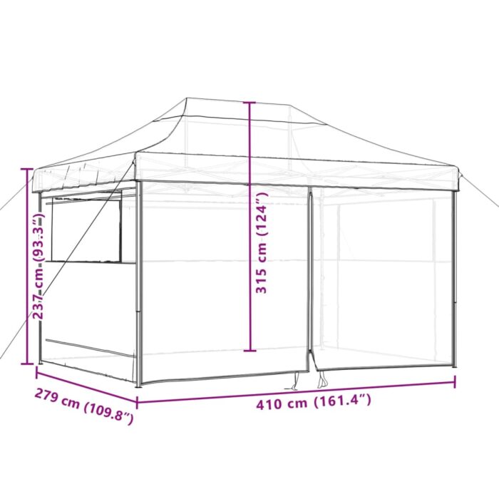 Tente de réception pliable escamotable avec 4 parois latérales – Image 8