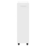 Armoire avec roues blanc 60x22x79 cm bois d'ingénierie – Image 4
