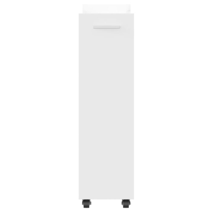 Armoire avec roues blanc 60x22x79 cm bois d'ingénierie – Image 4