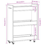 Armoire avec roues noir 60x22x79 cm bois d'ingénierie – Image 8
