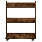 Armoire avec roues chêne fumé 60x22x79 cm bois d'ingénierie – Image 3