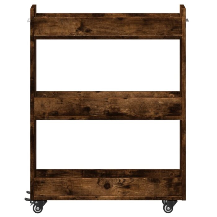 Armoire avec roues chêne fumé 60x22x79 cm bois d'ingénierie – Image 3