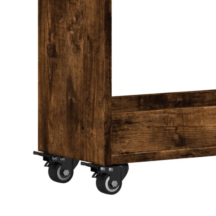 Armoire avec roues chêne fumé 60x22x79 cm bois d'ingénierie – Image 6