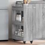 Armoire avec roues sonoma gris 60x22x79 cm bois d'ingénierie