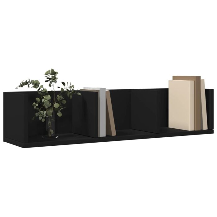 Armoire murale noir 75x18x16,5 cm bois d'ingénierie – Image 2