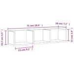 Armoire murale noir 75x18x16,5 cm bois d'ingénierie – Image 8