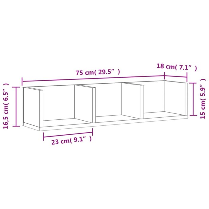 Armoire murale noir 75x18x16,5 cm bois d'ingénierie – Image 8