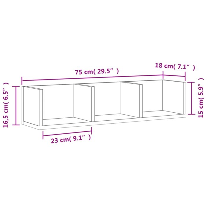 Armoires murales 2pcs sonoma gris 75x18x16,5 cm bois ingénierie – Image 9