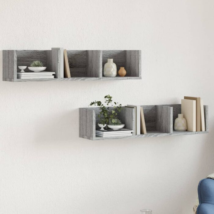 Armoires murales 2pcs sonoma gris 75x18x16,5 cm bois ingénierie – Image 1