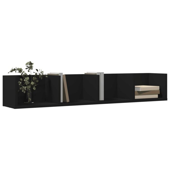 Armoires murales 2 pcs noir 99x18x16,5 cm bois d'ingénierie – Image 2