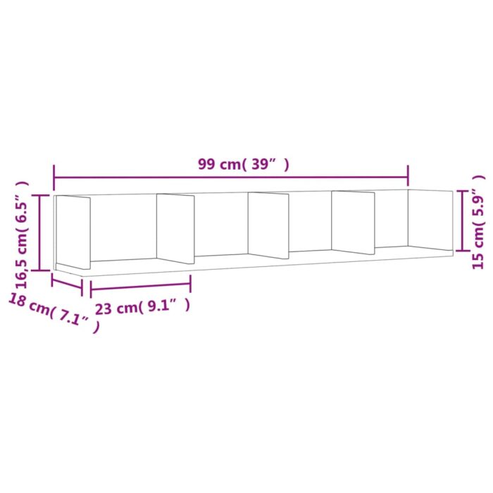 Armoires murales 2pcs chêne fumé 99x18x16,5cm bois d'ingénierie – Image 9