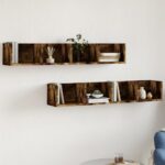 Armoires murales 2pcs chêne fumé 99x18x16,5cm bois d'ingénierie