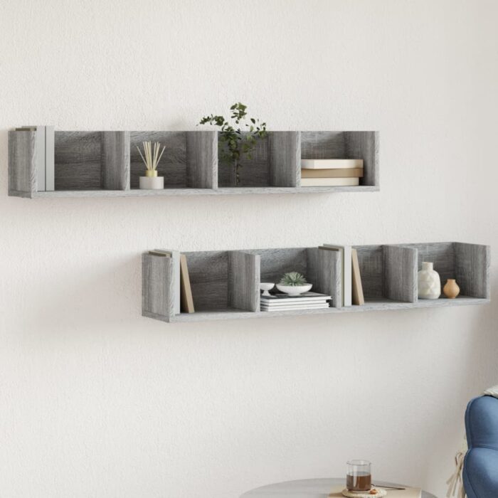 Armoires murales 2 pcs sonoma gris 99x18x16,5cm bois ingénierie – Image 1