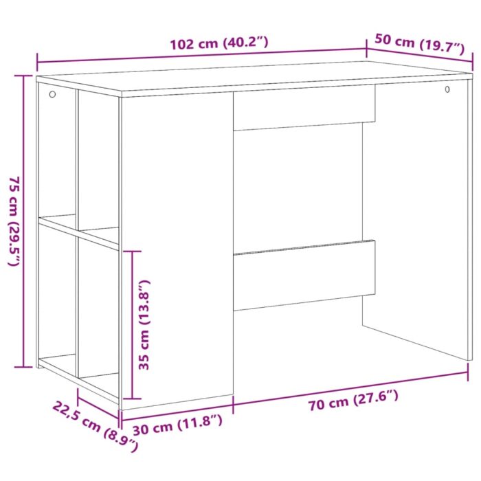 Bureau chêne sonoma 102x50x75 cm bois d'ingénierie – Image 7