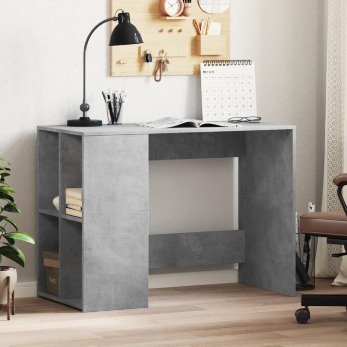 Bureau gris béton 102x50x75 cm bois d'ingénierie – Image 1