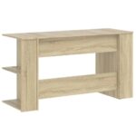 Bureau chêne sonoma 140x50x75 cm bois d'ingénierie – Image 4