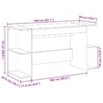 Bureau gris béton 140x50x75 cm bois d'ingénierie – Image 7