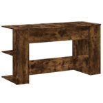 Bureau chêne fumé 140x50x75 cm bois d'ingénierie – Image 4