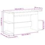 Bureau chêne fumé 140x50x75 cm bois d'ingénierie – Image 7