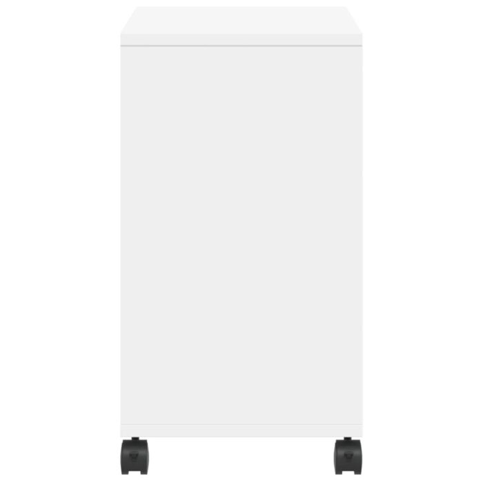 Table d'appoint avec roues blanc 50x30x55 cm bois d'ingénierie – Image 4