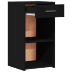 Table de chevet noir 35x34x65 cm bois d’ingénierie – Image 2
