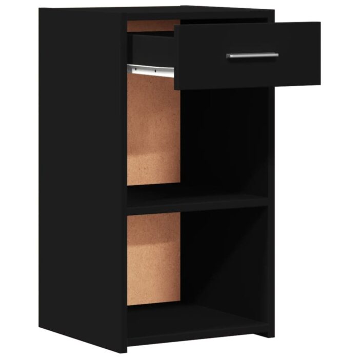 Table de chevet noir 35x34x65 cm bois d’ingénierie – Image 2