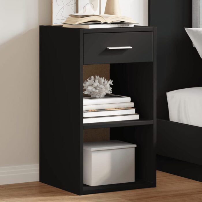 Table de chevet noir 35x34x65 cm bois d’ingénierie – Image 1