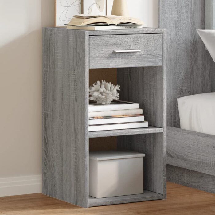 Table de chevet sonoma gris 35x34x65 cm bois d'ingénierie – Image 1