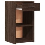 Table de chevet chêne marron 35x34x65 cm bois d'ingénierie – Image 2