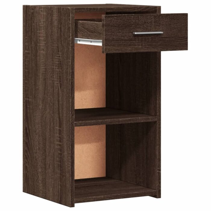Table de chevet chêne marron 35x34x65 cm bois d'ingénierie – Image 2
