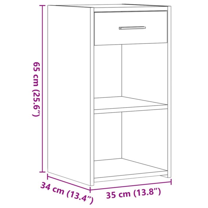 Table de chevet chêne marron 35x34x65 cm bois d'ingénierie – Image 8