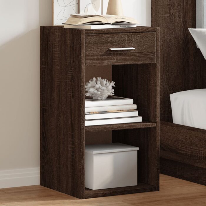 Table de chevet chêne marron 35x34x65 cm bois d'ingénierie – Image 1