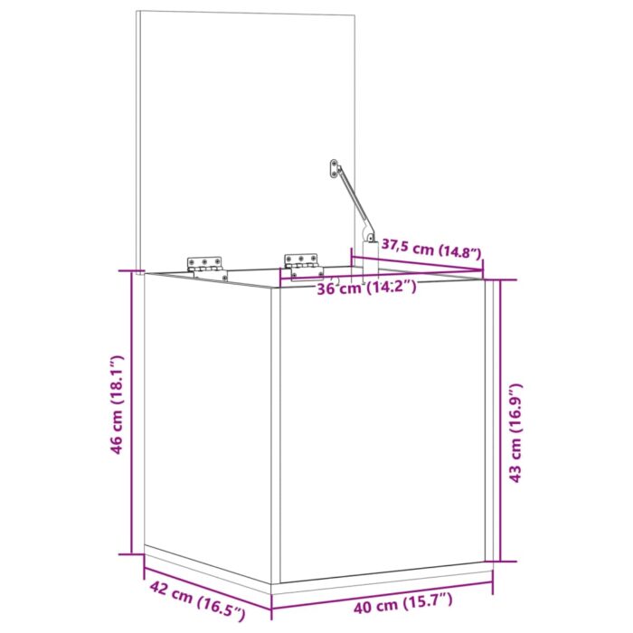 Boîte de rangement blanc 40x42x46 cm bois d'ingénierie – Image 9