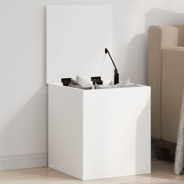 Boîte de rangement blanc 40x42x46 cm bois d'ingénierie – Image 1