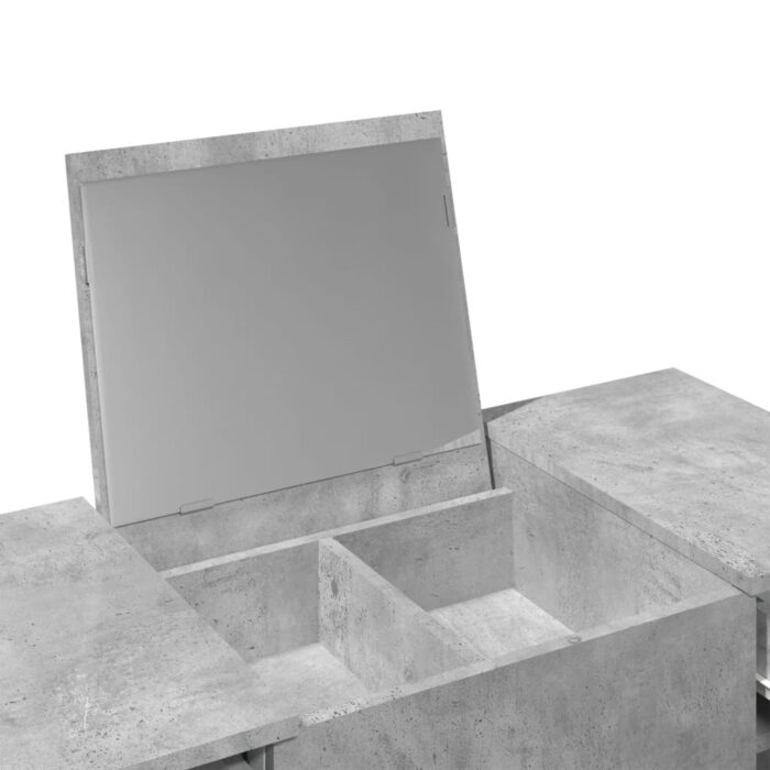 Coiffeuse avec miroir gris béton 100x45x76 cm – Image 6
