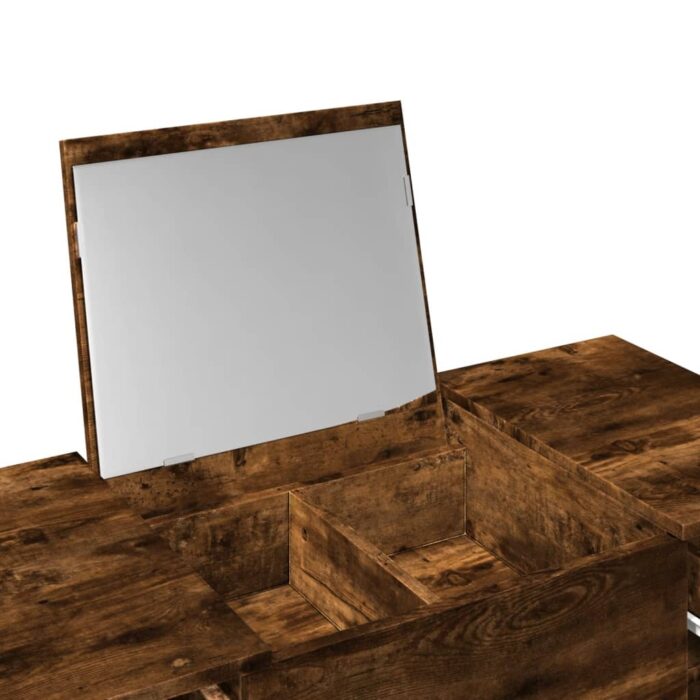 Coiffeuse avec miroir chêne fumé 100x45x76 cm – Image 6