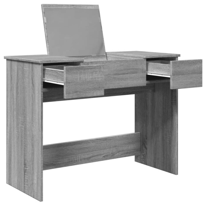 Coiffeuse avec miroir sonoma gris 100x45x76 cm – Image 2