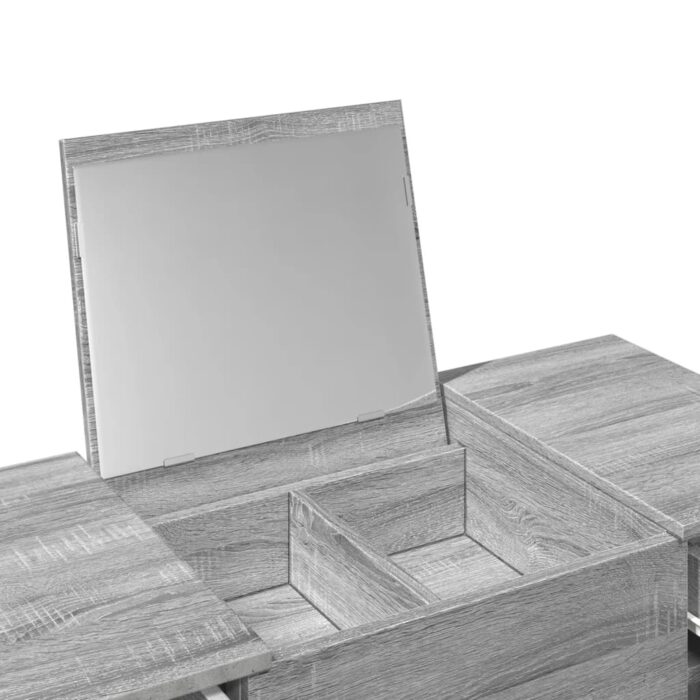 Coiffeuse avec miroir sonoma gris 100x45x76 cm – Image 6
