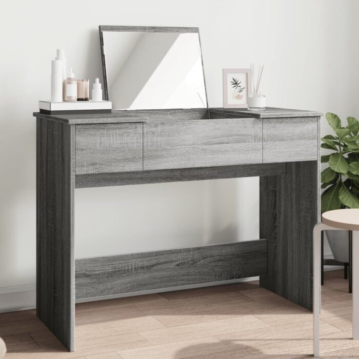 Coiffeuse avec miroir sonoma gris 100x45x76 cm – Image 1