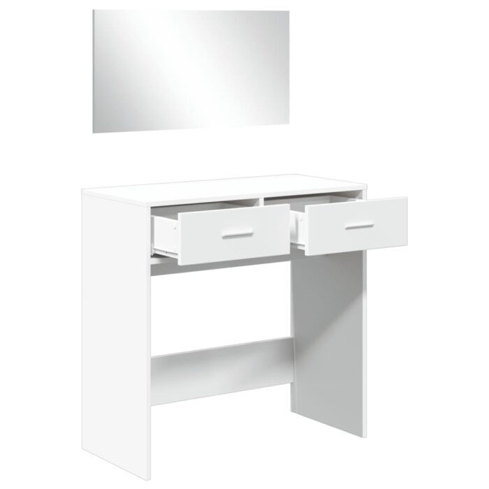 Coiffeuse avec miroir blanc 80x39x80 cm – Image 2
