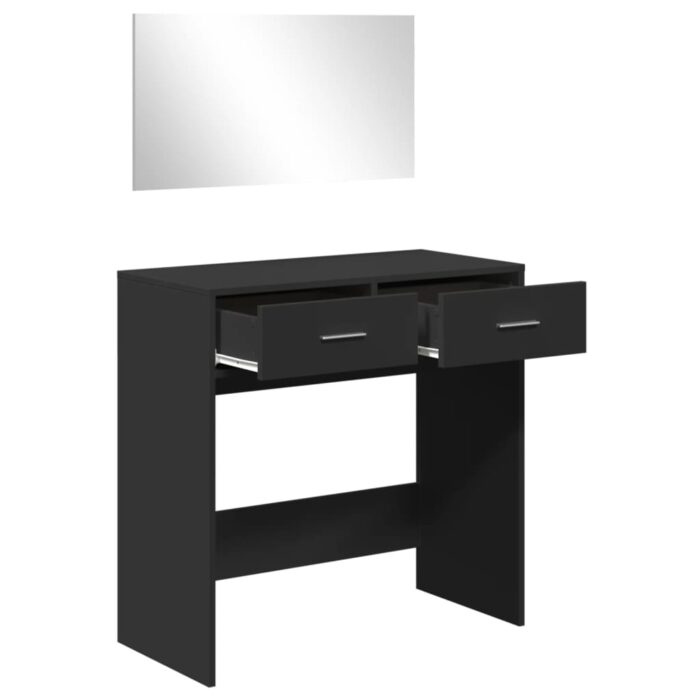 Coiffeuse avec miroir noir 80x39x80 cm – Image 2